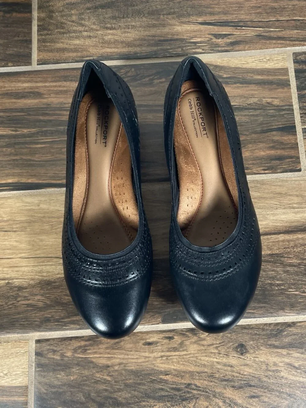 Rockport Cobb Hill Judson Perf Shoes Womens 8.5 Wide Black Leather Pumps Heels